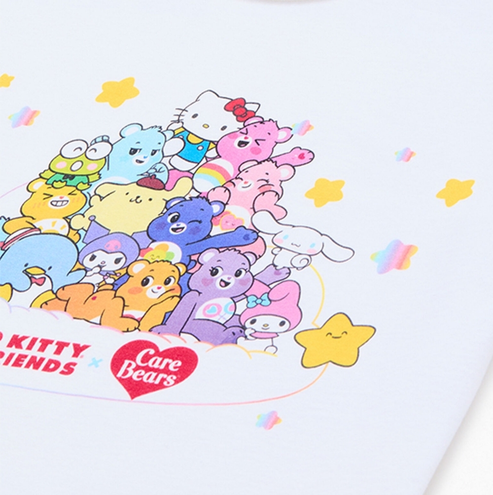 Kids Hello Kitty x Care Bears Group T-Shirt, XL, White.